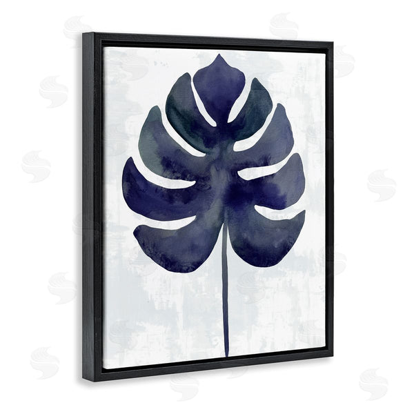 Stupell Industries Christie Adams | Navy Monstera Leaf Silhouette
