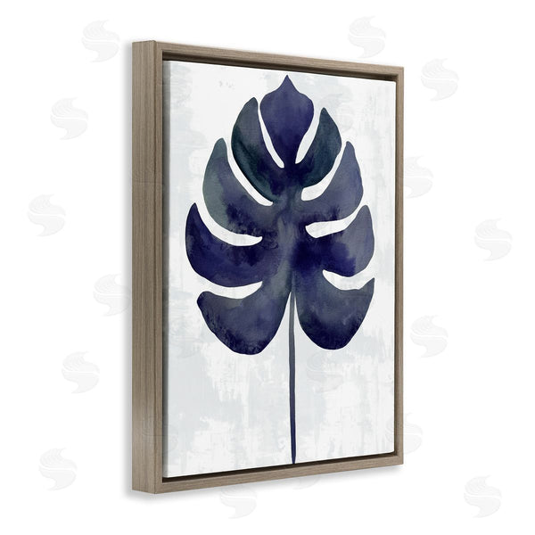 Stupell Industries Christie Adams | Navy Monstera Leaf Silhouette