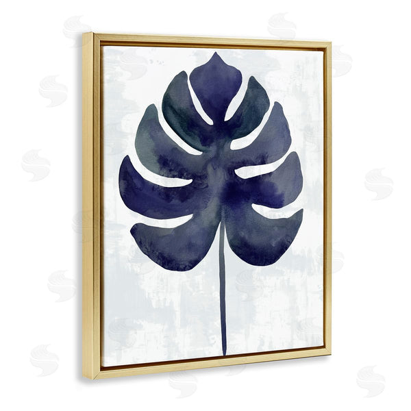 Stupell Industries Christie Adams | Navy Monstera Leaf Silhouette
