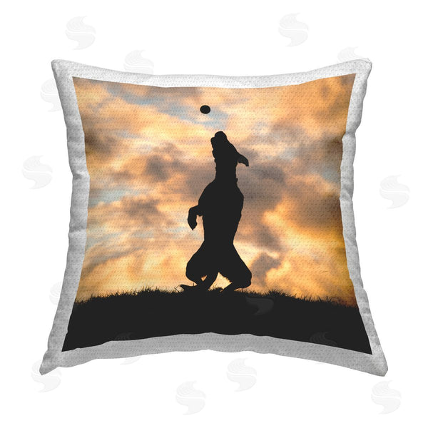 Stupell Industries Christine Johnson | Dog Catching Ball Silhouette Printed Throw Pillow
