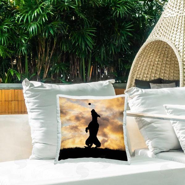 Stupell Industries Christine Johnson | Dog Catching Ball Silhouette Printed Throw Pillow