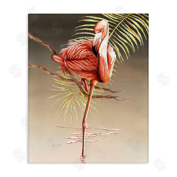 stupell industries Christine Reichow | Flamingo Balancing with Leaf Wall Art