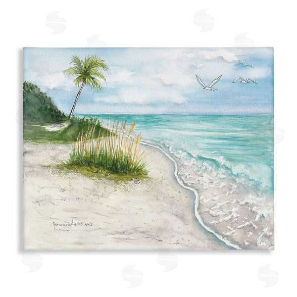 stupell industries Christine Reichow | Seagulls over Tropical Beach Wall Art