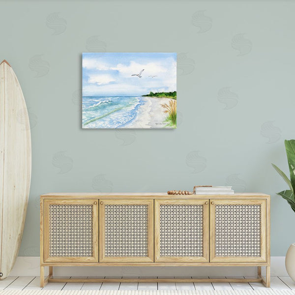 Stupell Industries Christine Reichow | Traditional Seagull Over Beach Wall Art