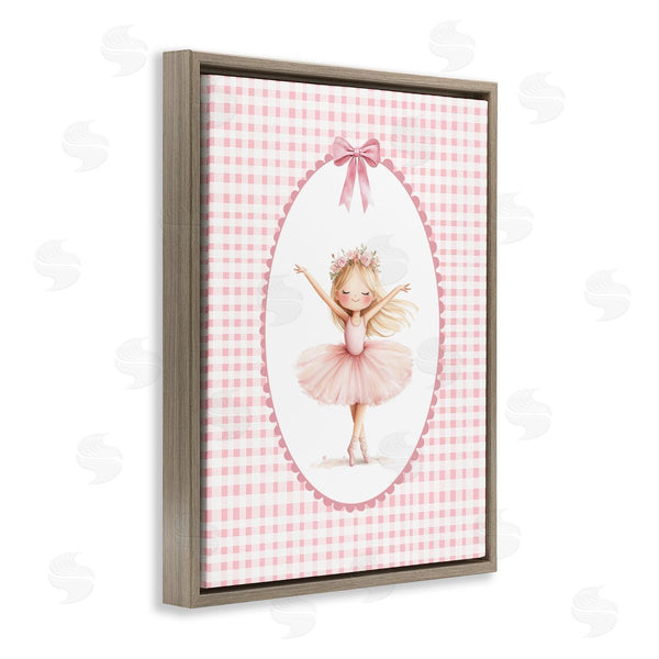 Stupell Industries Christine Simpson Art | Ballerina On Pink Checkered Wall Art