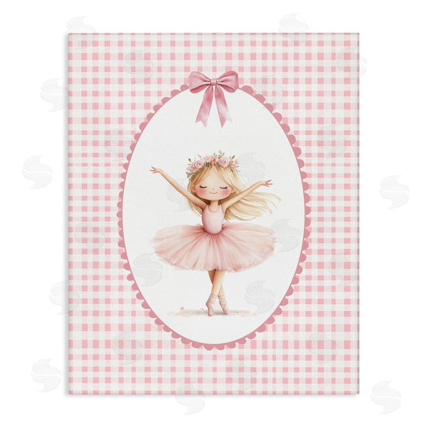 stupell industries Christine Simpson Art | Ballerina on Pink Checkered Wall Art