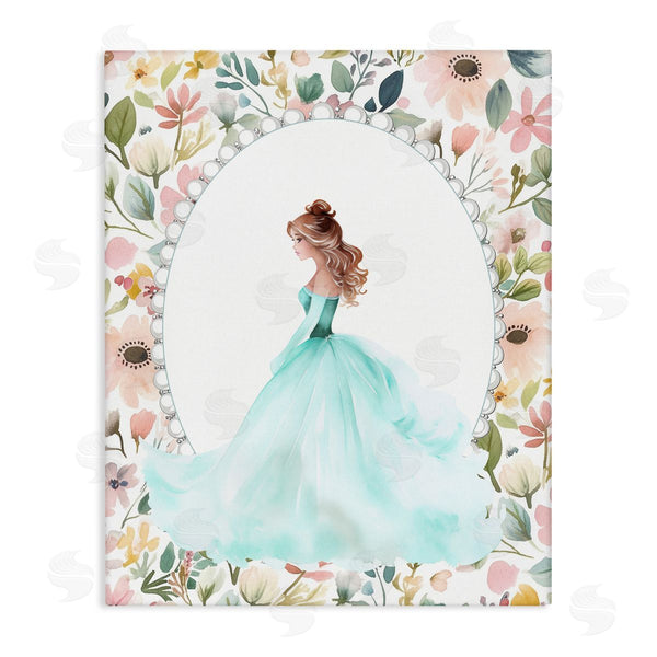 stupell industries Christine Simpson Art | Blue Princess with Pearl Border Wall Art