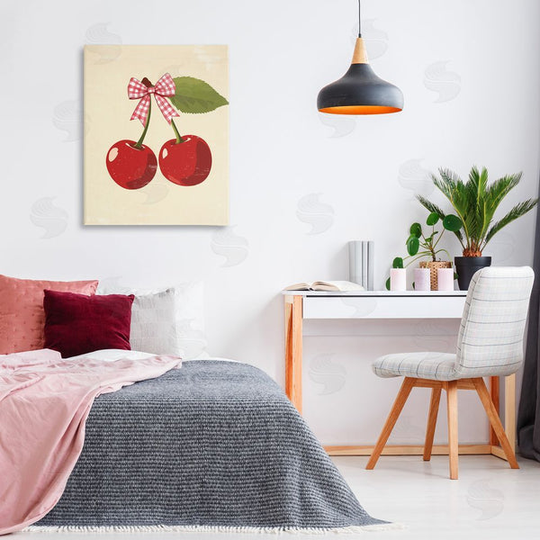 Stupell Industries Christine Simpson Art | Cherries With Pink Plaid Bow Wall Art