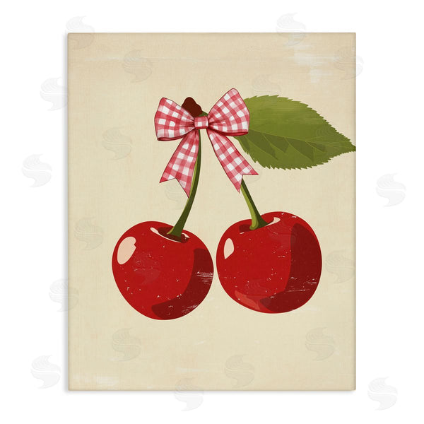 stupell industries Christine Simpson Art | Cherries with Pink Plaid Bow Wall Art