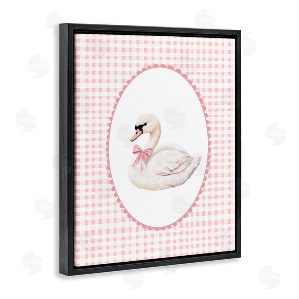 Stupell Industries Christine Simpson Art | Gentle Swan On Pink Checkered Wall Art