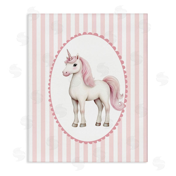 stupell industries Christine Simpson Art | Gentle Unicorn on Pink Stripes Wall Art