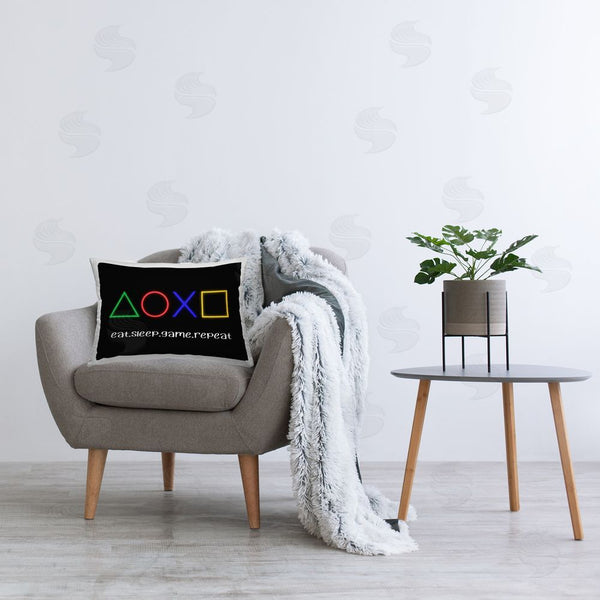 Stupell Industries Christine Simpson Art | Neon Gaming Symbols & Words Printed Throw Pillow