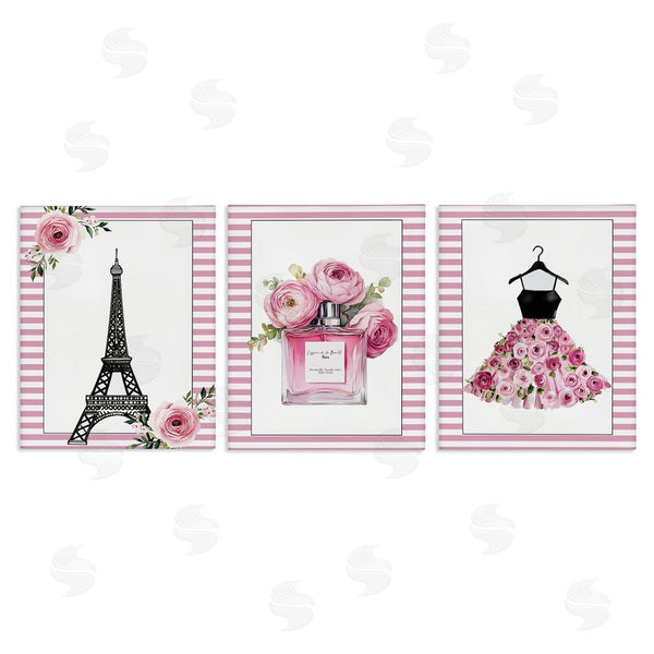 stupell industries Christine Simpson Art | Parisian Glam with Stripes Wall Art