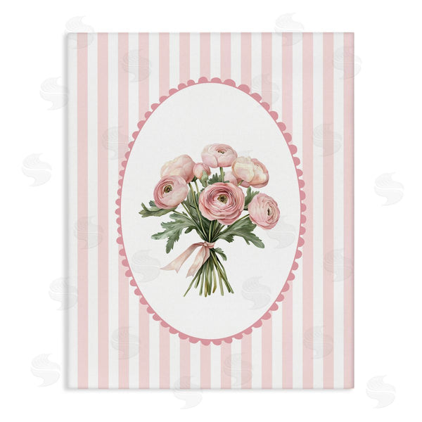 stupell industries Christine Simpson Art | Peony Bouquet on Gentle Stripes Wall Art