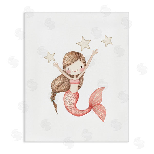 stupell industries Christine Simpson Art | Pink Mermaid and Stars Wall Art