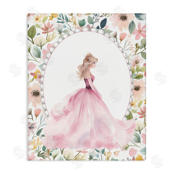 stupell industries Christine Simpson Art | Pink Princess with Pearl Border Wall Art