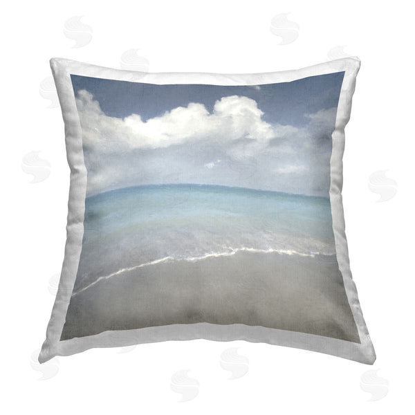 stupell industries Christine Zalewski | Cloudy Beach Horizon Printed Throw Pillow