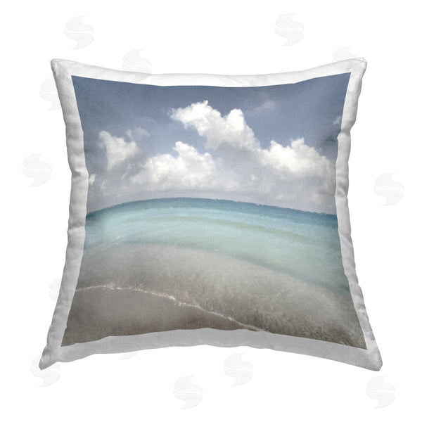 stupell industries Christine Zalewski | Cloudy Beach Shore Printed Throw Pillow