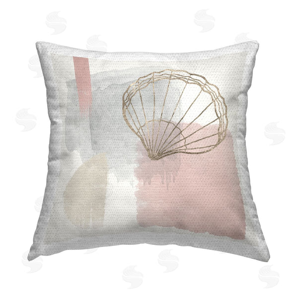 Stupell Industries Christine Zalewski | Coastal Abstract Pastel Clam Printed Throw Pillow