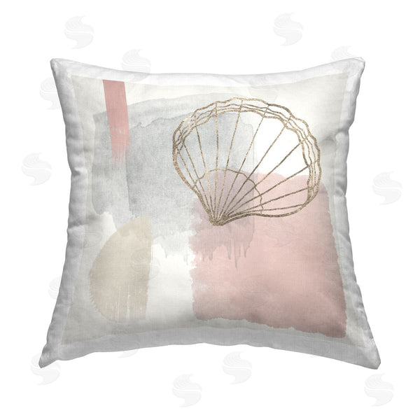 stupell industries Christine Zalewski | Coastal Abstract Pastel Clam Printed Throw Pillow