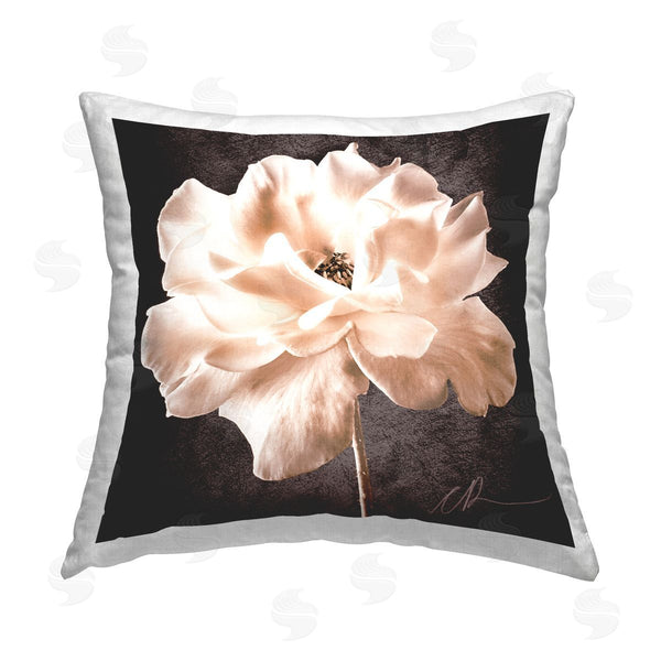 stupell industries Christine Zalewski | Dark Blooming Rose Printed Throw Pillow