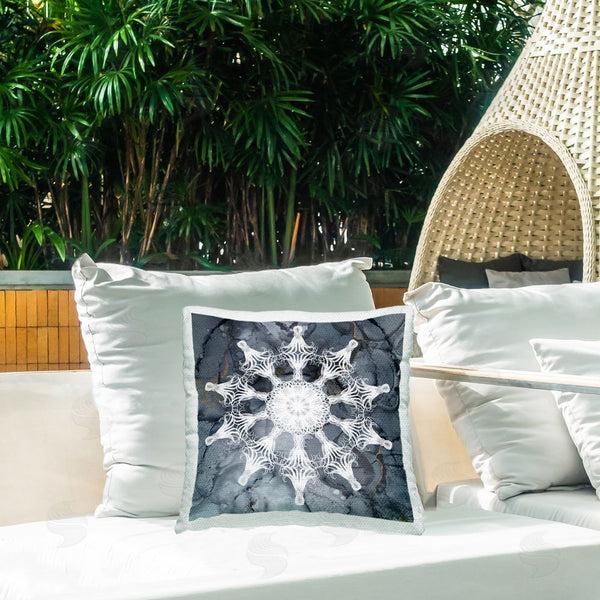 Stupell Industries Christine Zalewski | Grey Boho Fractal Printed Throw Pillow