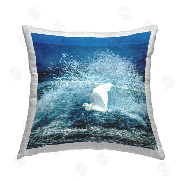 Stupell Industries Christine Zalewski | Heron Splashing Ocean Waves Printed Throw Pillow