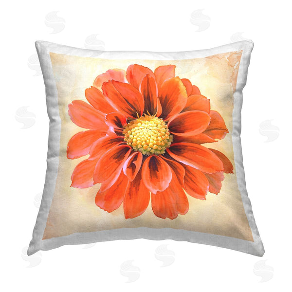 stupell industries Christine Zalewski | Orange Dahlia Bloom Printed Throw Pillow
