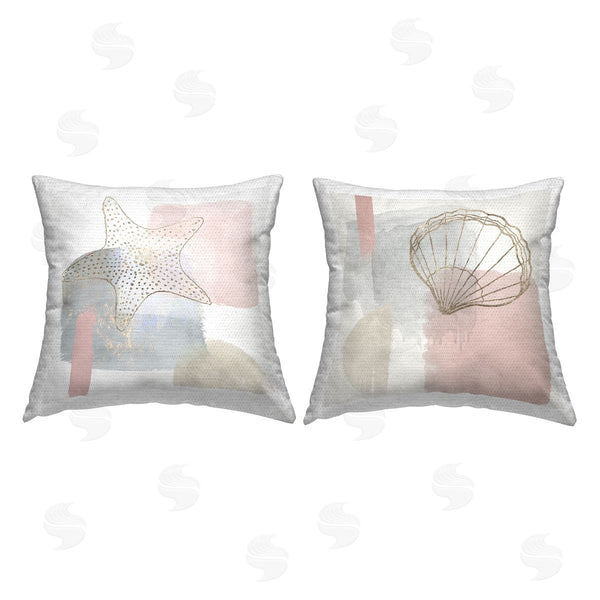 Stupell Industries Christine Zalewski | Pastel Sea Life Collage Printed Throw Pillow Set