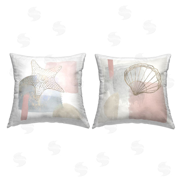 stupell industries Christine Zalewski | Pastel Sea Life Collage Printed Throw Pillow Set