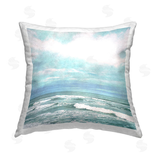 stupell industries Christine Zalewski | Rolling Ocean Waves Landscape Printed Throw Pillow