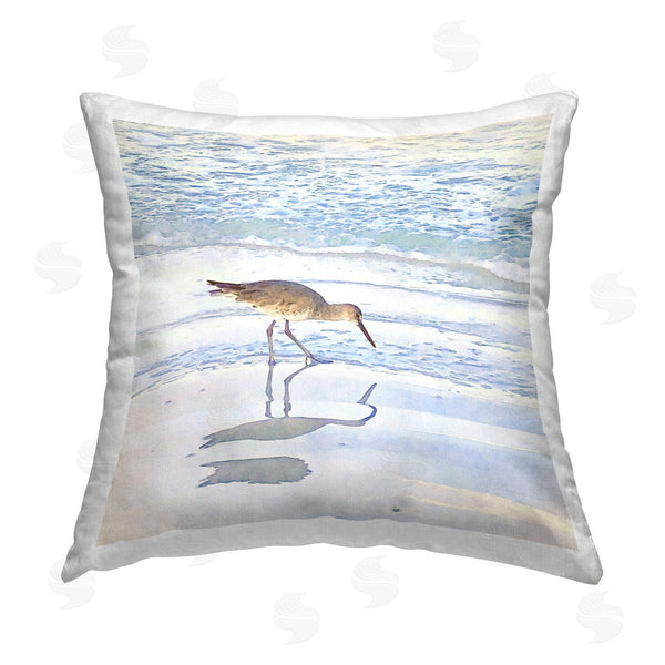 stupell industries Christine Zalewski | Sandpiper Reflecting on Shore Printed Throw Pillow