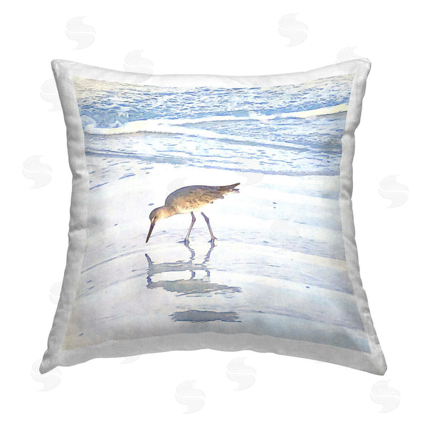 stupell industries Christine Zalewski | Sandpiper's Beach Reflection Printed Throw Pillow
