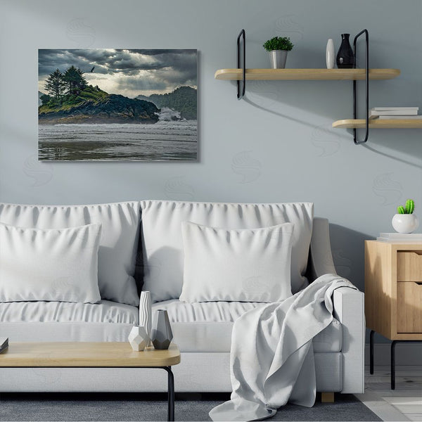 Stupell Industries Chuck Burdick | Waves Crashing Into Island Rustic Landscape Wall Art