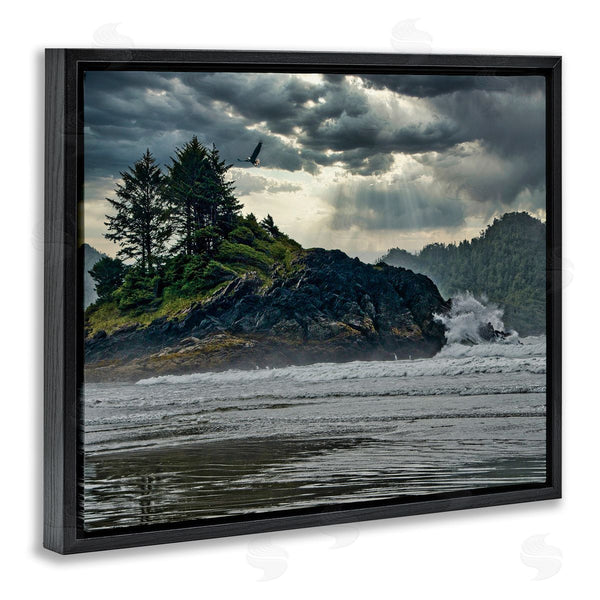 Stupell Industries Chuck Burdick | Waves Crashing Into Island Rustic Landscape Wall Art