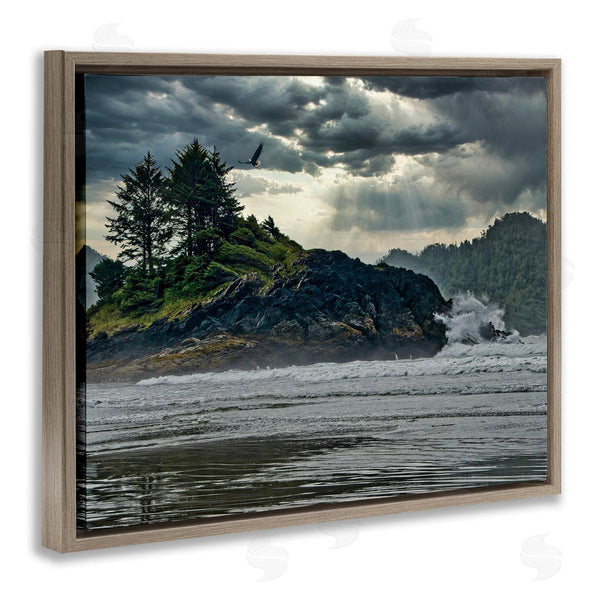Stupell Industries Chuck Burdick | Waves Crashing Into Island Rustic Landscape Wall Art