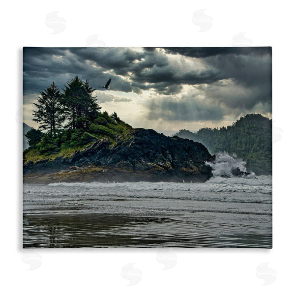 stupell industries Chuck Burdick | Waves Crashing into Island Rustic Landscape Wall Art