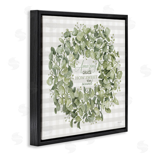 Stupell Industries Cindy Jacobs | Amazing Grace How Sweet Lush Green Plant Wreath Wall Art
