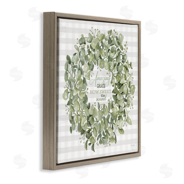 Stupell Industries Cindy Jacobs | Amazing Grace How Sweet Lush Green Plant Wreath Wall Art