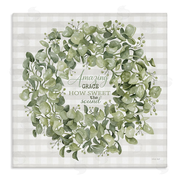 stupell industries Cindy Jacobs | Amazing Grace How Sweet Lush Green Plant Wreath Wall Art