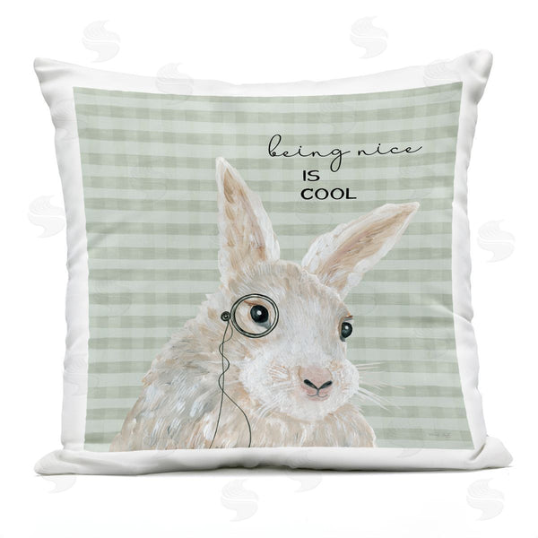 Stupell Industries Cindy Jacobs | Being Nice Is Cool Tartan Bunny Printed Throw Pillow