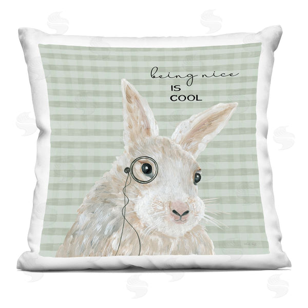 stupell industries Cindy Jacobs | Being Nice Is Cool Tartan Bunny Printed Throw Pillow