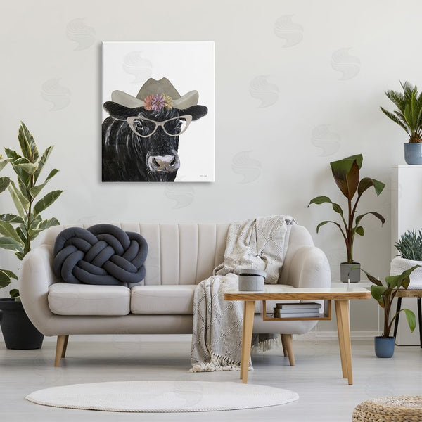 Stupell Industries Cindy Jacobs | Black Cow In Floral Hat Wall Art