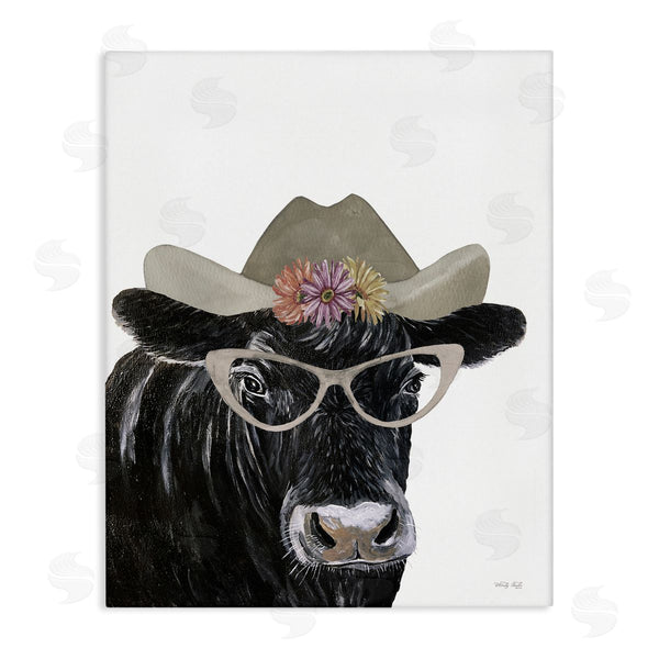 stupell industries Cindy Jacobs | Black Cow in Floral Hat Wall Art
