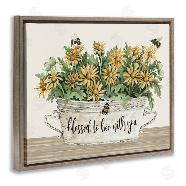Stupell Industries Cindy Jacobs | Blessed With You Farmhouse Rustic Daisies Flower Planter Wall Art