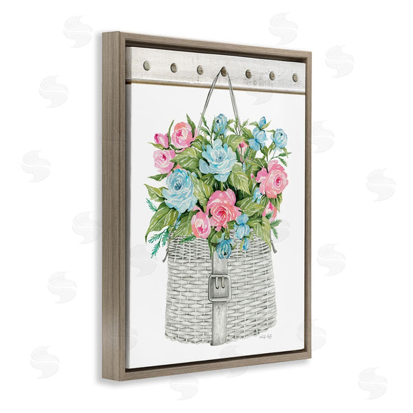 Stupell Industries Cindy Jacobs | Blue And Pink Blooming Roses Spring Plant Basket Wall Art