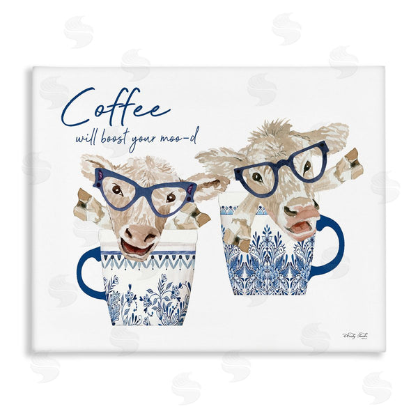 stupell industries Cindy Jacobs | Boost Your Moo-d Humorous Farmhouse Cow Coffee Mugs Wall Art