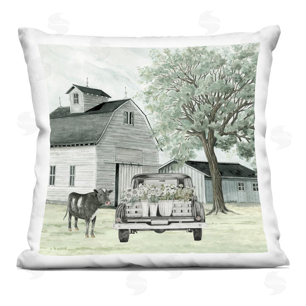 stupell industries Cindy Jacobs | Buttercup's Flowers on Farm Throw Pillow