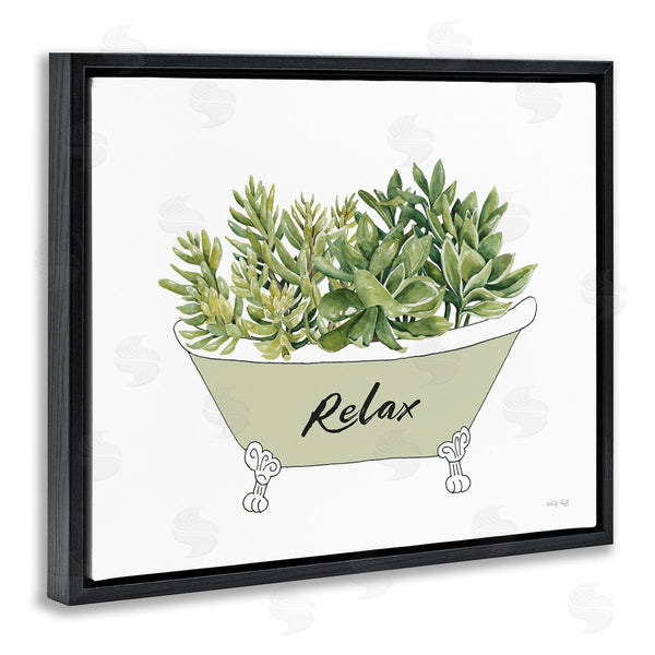 Stupell Industries Cindy Jacobs | Claw Foot Bathtub Succulent Plants Relax Typography Wall Art