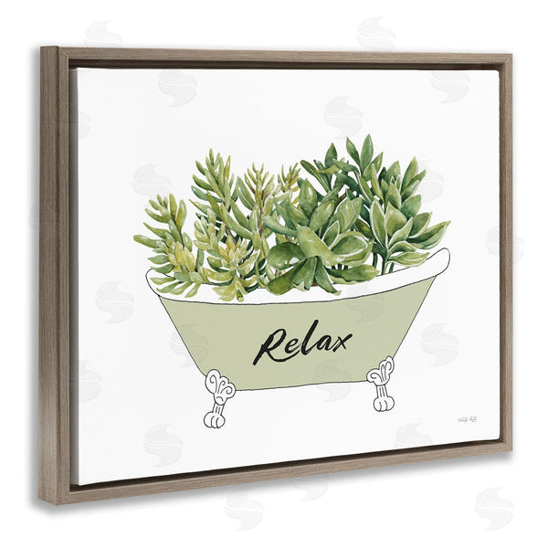 Stupell Industries Cindy Jacobs | Claw Foot Bathtub Succulent Plants Relax Typography Wall Art